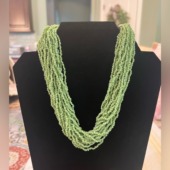 Green glass beads necklace - Picture 1 of 2